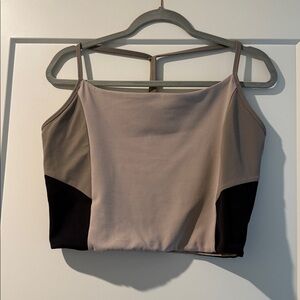 Women's Two-Tone Strappy Bralette Tank - Taupe & Black